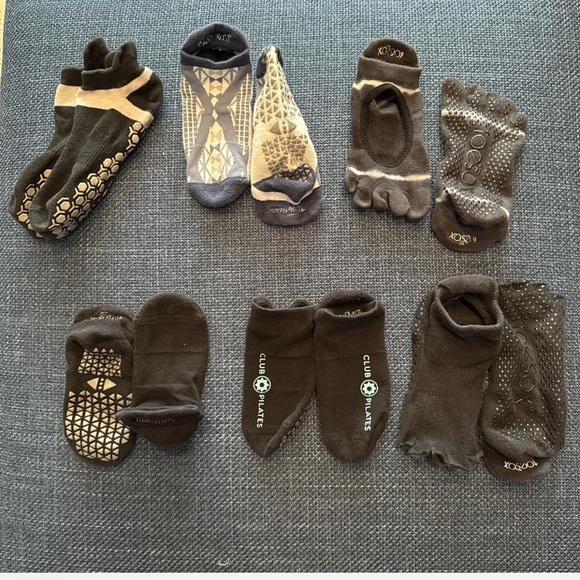 6 pairs grip socks for yoga Pilates - Tavon Noir & Toe Socks - Picture 1 of 7